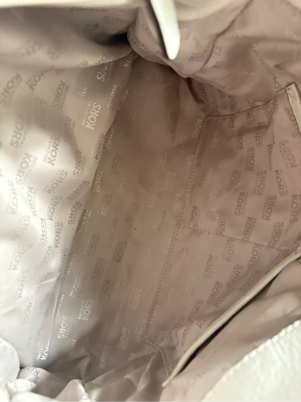 Michael Kors Hamilton Large Pebbled Leather Satchel Cream Gold Crossbody w/Dust